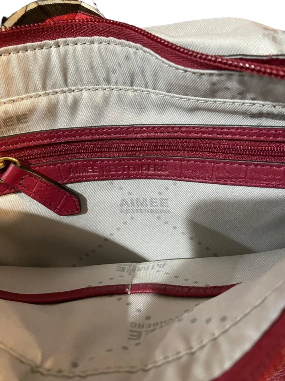 Aimee Kestenberg Genuine Leather Shoulder Bag Red One Size Preppy Classic Cute